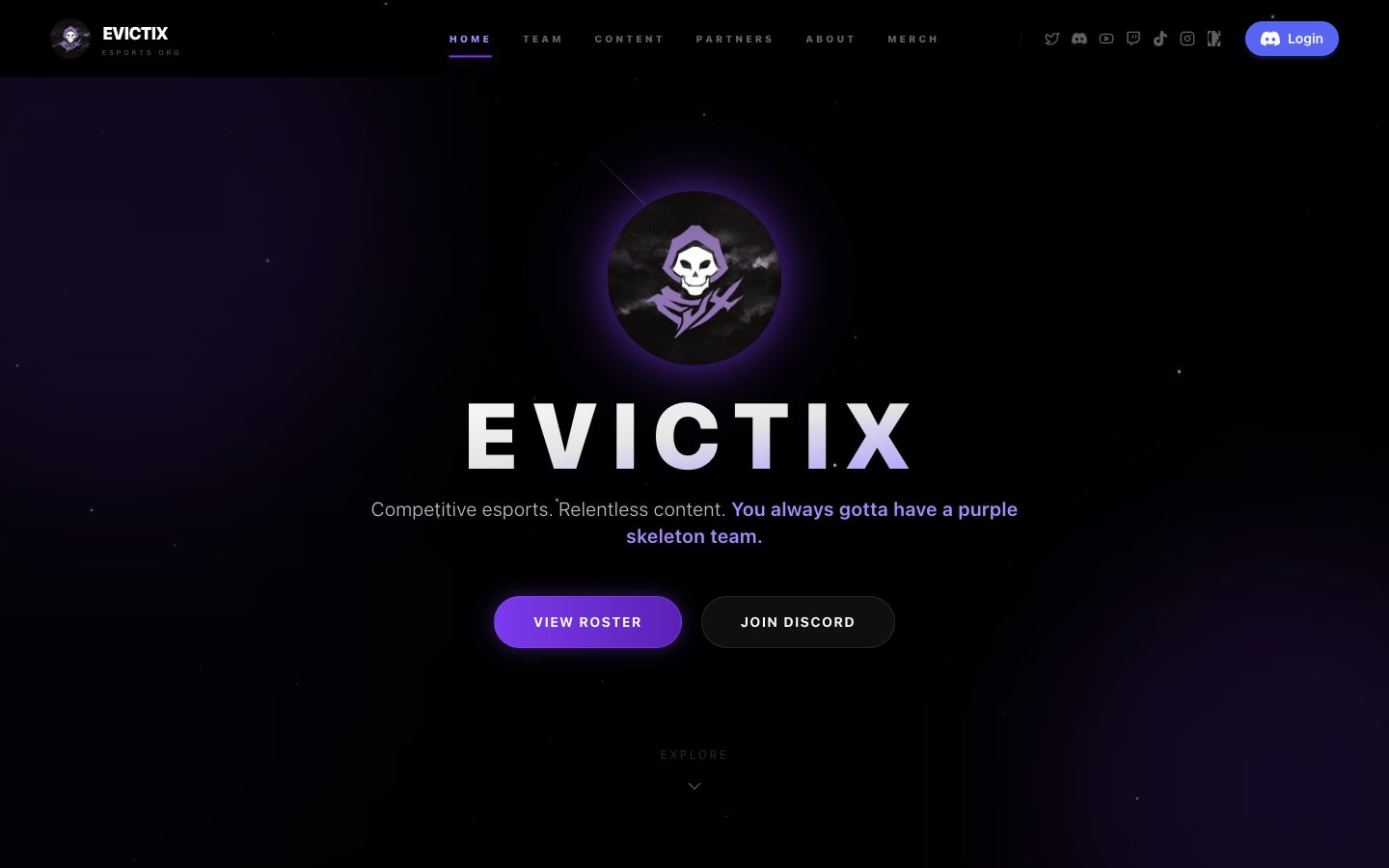 Team Evictix homepage