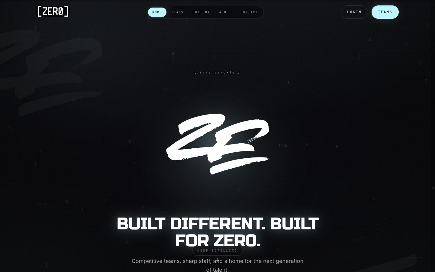 Zero Esports homepage